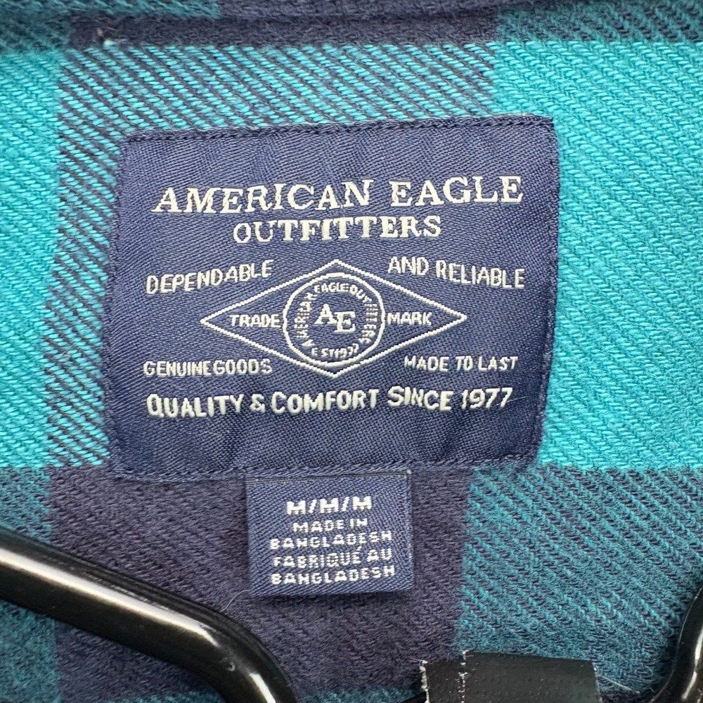 American Eagle Outfitters‎ Mens Plaid Flannel Button Up Shirt Long Sleeve M - Picture 2 of 8